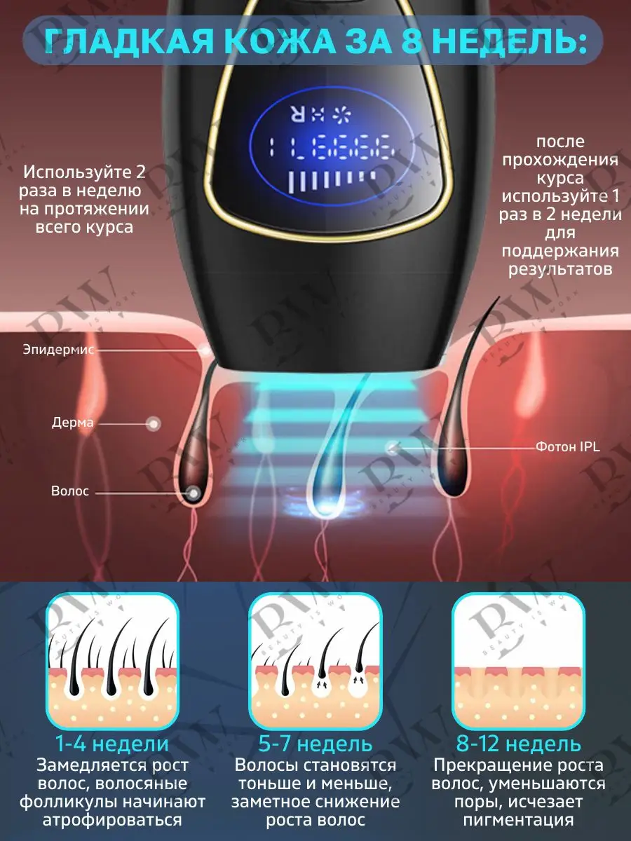 Мощный фотоэпилятор эпилятор депилятор для удаления волос Beauty is Work  купить по цене 0 р. в интернет-магазине Wildberries в Беларуси | 107489745