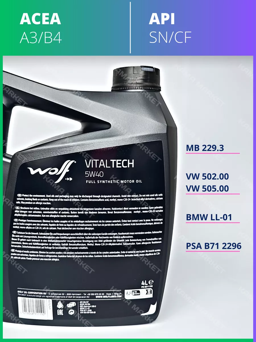 VITALTECH моторное масло 5W40 синтетическое 4л